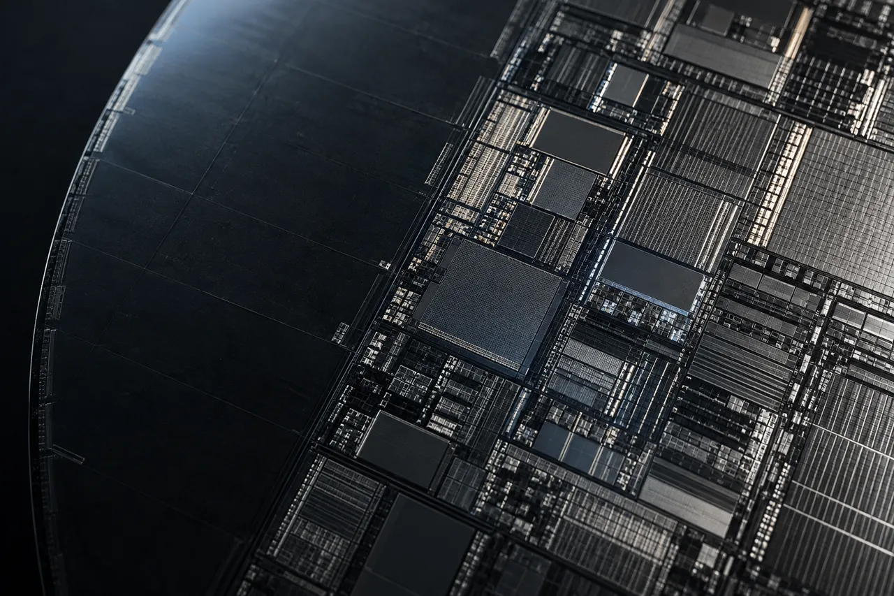 Macro view of a processor die surface.